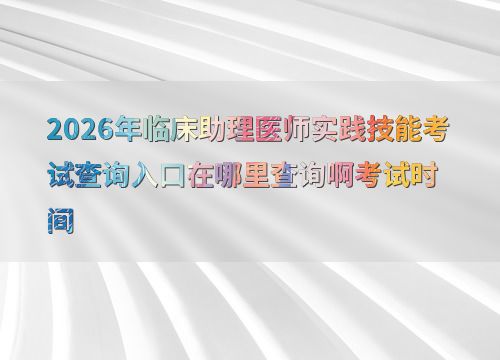 2026年臨床助理醫師實踐技能考試查詢入口與時間全攻略